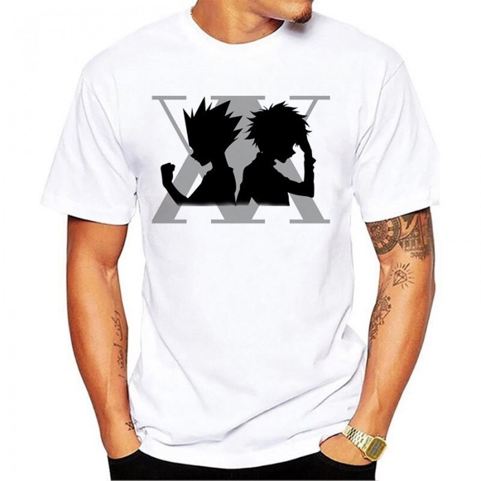 T-shirt du logo gris des Hunters avec Gon et Kirua